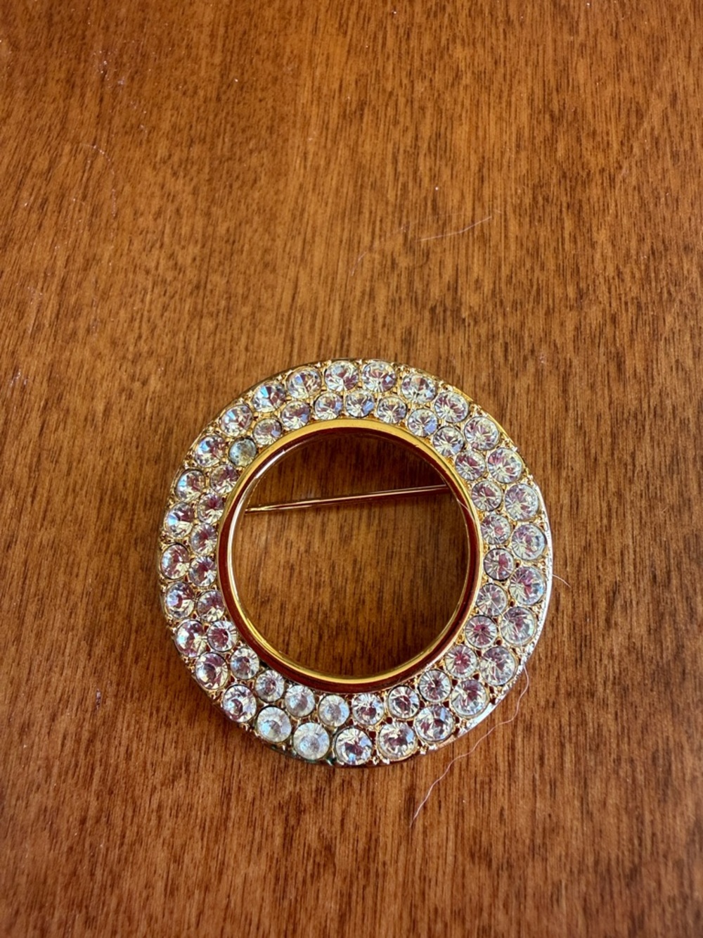 Swarovski Gold Circle Crystal Brooch - Women Jewelry
